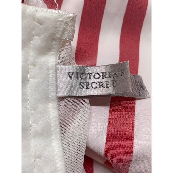 Vtg Victorias Secret Red White Striped Xmas Candy Cane 36C Lingerie Coquette - Picture 4 of 5